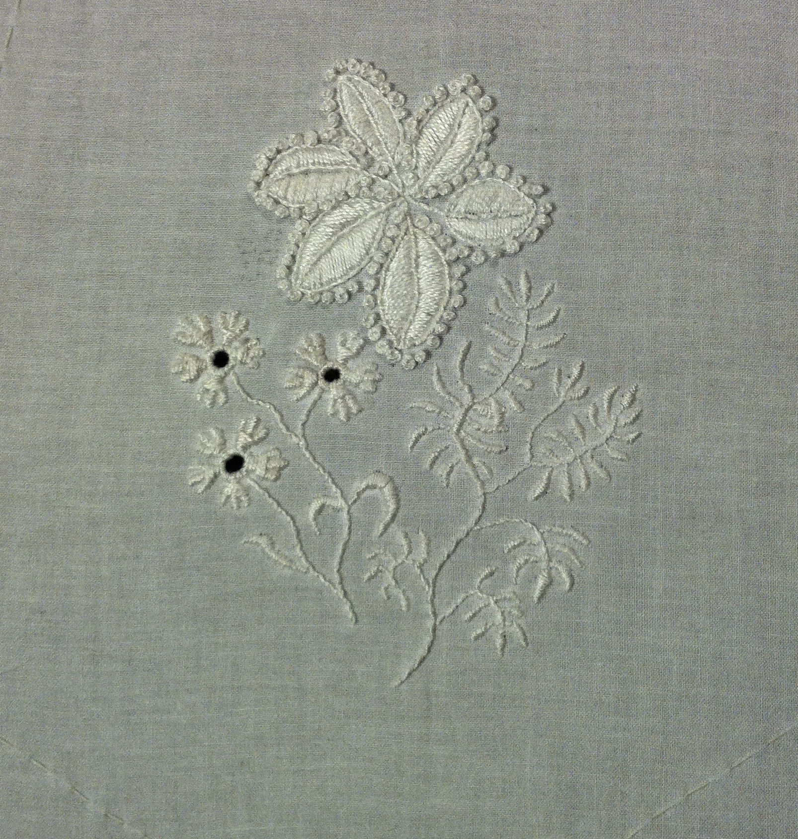First project of 2014 – white work reticule | Mrs. Hufton's Huswif